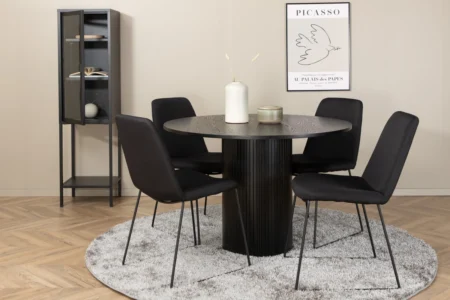Muce & Bianca Matstolar Black + Runda Matbord ⌀110 Black