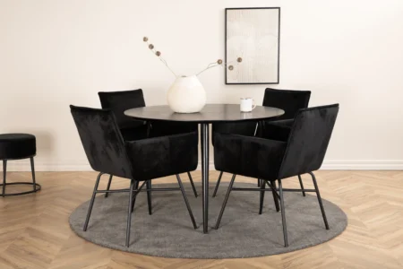 Petra & Dipp Matstolar Black + Runda Matbord ⌀115 Black