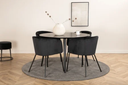 Berit & Dipp Matstolar Black + Runda Matbord ⌀115 Black