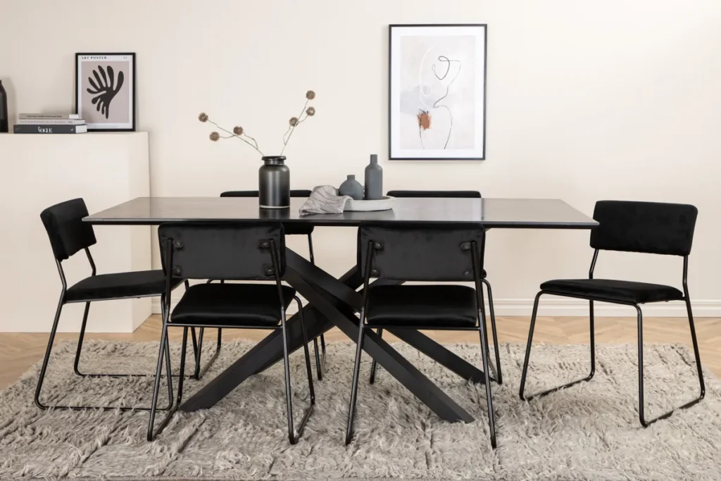 Kenth & Piazza Matstolar Svart + Matbord 90x180