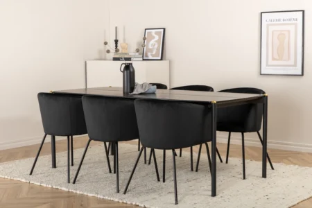 Berit & Pelle Matstolar Black + Rektangulära Matbord 190 x 90 Black