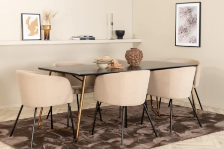 Berit & Petra Matstolar Beige + Matbord 90x190