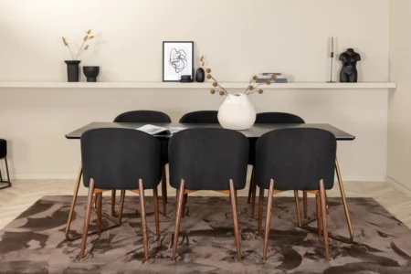 Arch & Petra Matstolar Black + Rektangulära Matbord 190 x 90 Black