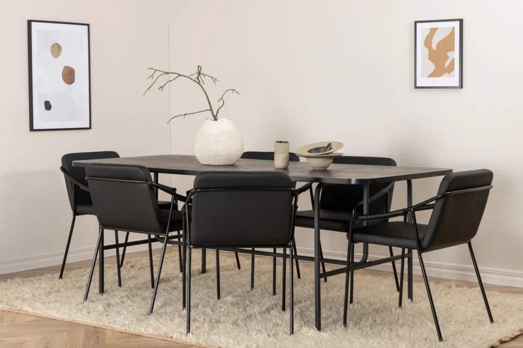 Tvist & Uno Matstolar Black + Rektangulära Matbord 200 x 90 Black