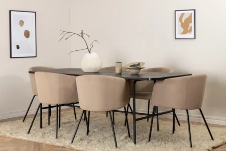 Berit & Uno Matstolar Beige + Matbord 90x200