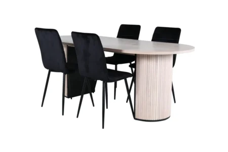 Bianca & Windu Matbord 90x200 + Matstolar Svart