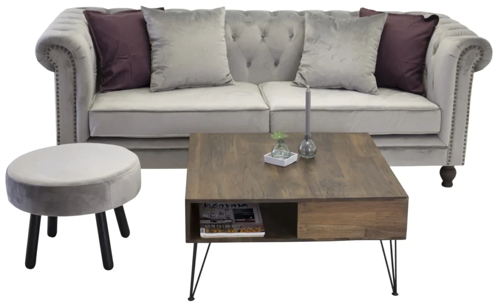 Bali | Velvet Soffbord 80x80 + 1 soffa