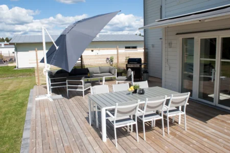 Venture Home Parma & Copacabana Matbord 197 x 100 + Matstolar Grå