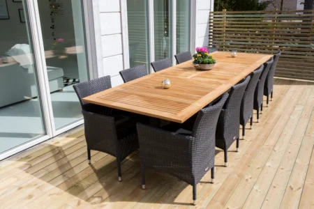 Venture Home Panama & Malin Matbord 224x100 + Matstolar Svart