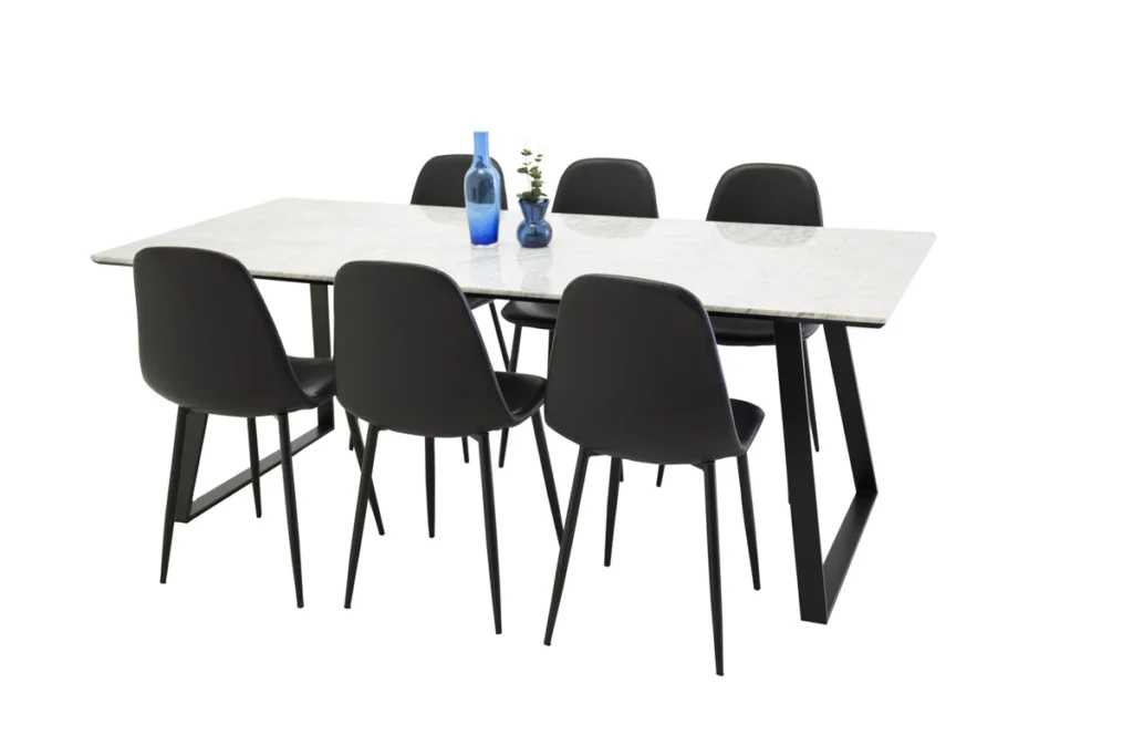 Polar & Estelle Matstolar Svart + Matbord 90x200