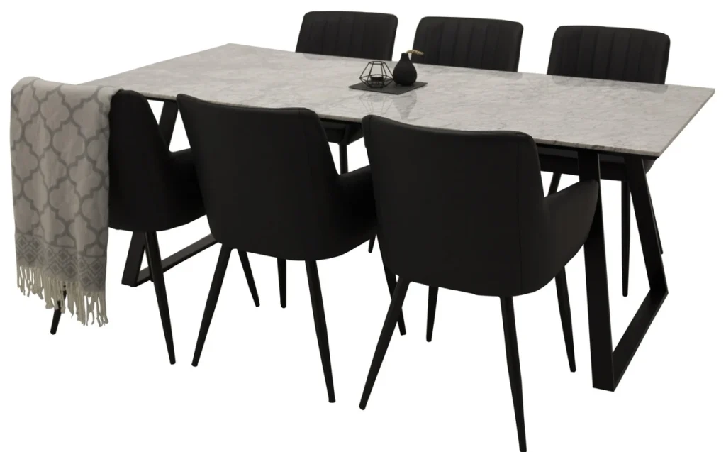 Comfort & Estelle Matstolar Svart + Matbord 90x200