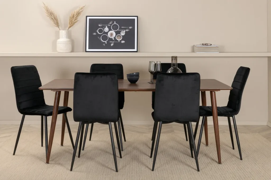 Polar & Windu Matbord 90x180 + Matstolar Svart