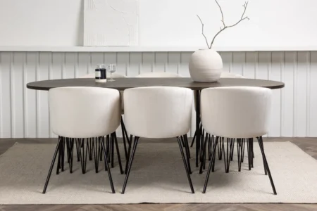 Berit & Stone Matstolar Beige + Ovala Matbord 220 x 100 Mocca