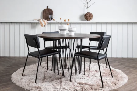 Kenth & Stone Matstolar Black + Runda Matbord ⌀120 Mocca