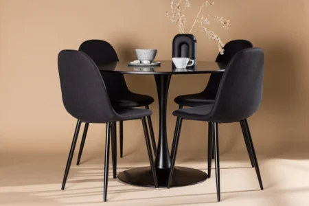 Polar & Glade Matstolar Black + Runda Matbord ⌀100 Black
