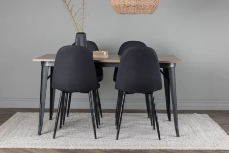 Polar & Tempe Matstolar Black + Rektangulära Matbord 140 x 80 Walnut
