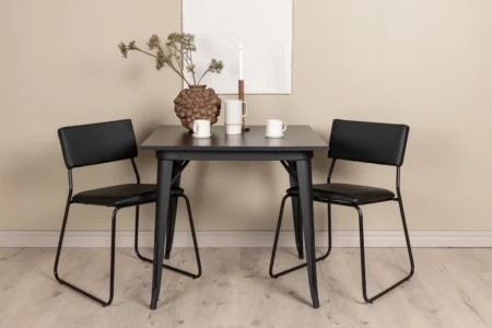 Kenth & Tempe Matstolar Black + Rektangulära Matbord 80 x 80 Black