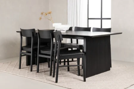 Montros & Vail Matstolar Black + Rektangulära Matbord 200 × 100 Black