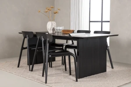 Ursholmen & Vail Matstolar Black + Rektangulära Matbord 200 × 100 Black