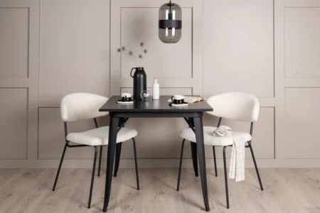 Chico & Tempe Matstolar White + Rektangulära Matbord 80 x 80 Black
