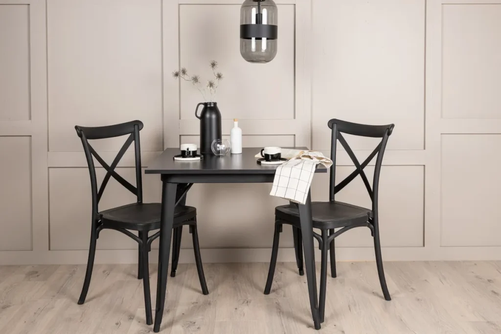 Crosett & Tempe Matstolar Black + Rektangulära Matbord 80 x 80 Black