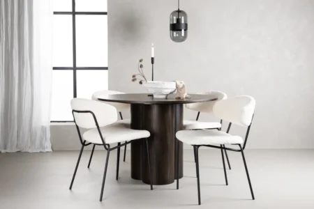 Chico & Olivia Matstolar White + Runda Matbord ⌀110 Mocca