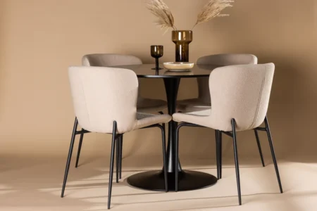 Modesto & Glade Matstolar Brown + Runda Matbord ⌀100 Black