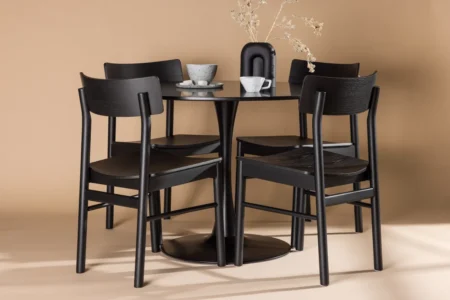 Montros & Glade Matstolar Black + Runda Matbord ⌀100 Black