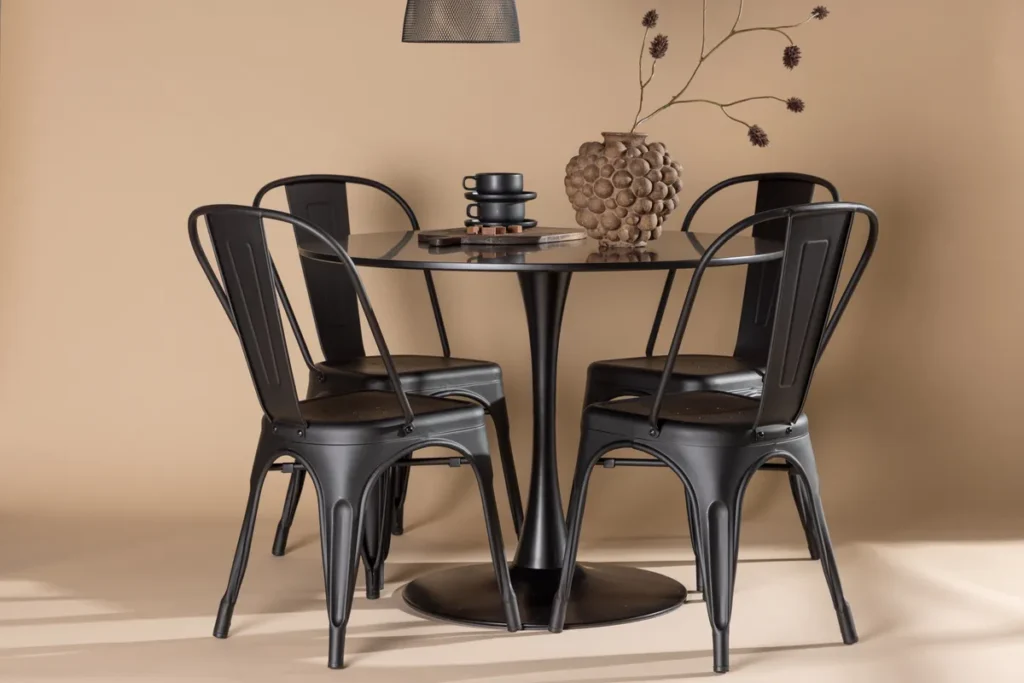 Tempe & Glade Matstolar Black + Runda Matbord ⌀100 Black