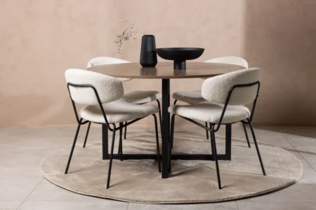Chico & Durango Matstolar White + Runda Matbord ⌀120 Walnut