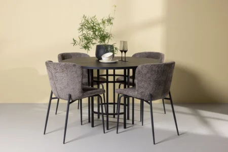 Modesto & Copenhagen Matstolar Brown + Runda Matbord ⌀115 Black