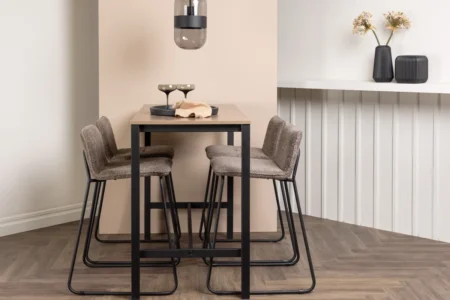 Bisbee & Camden Barstolar Mörkgrå + Barbord 120 x 60 Valnöt
