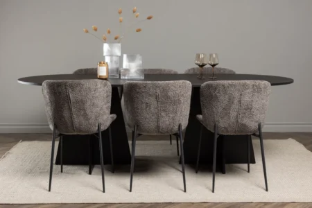 Bootcut & Modesto Ovala Matbord 230 x 115 Black + Matstolar Beige