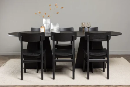 Bootcut & Montros Ovala Matbord 230 x 115 Black + Matstolar Black