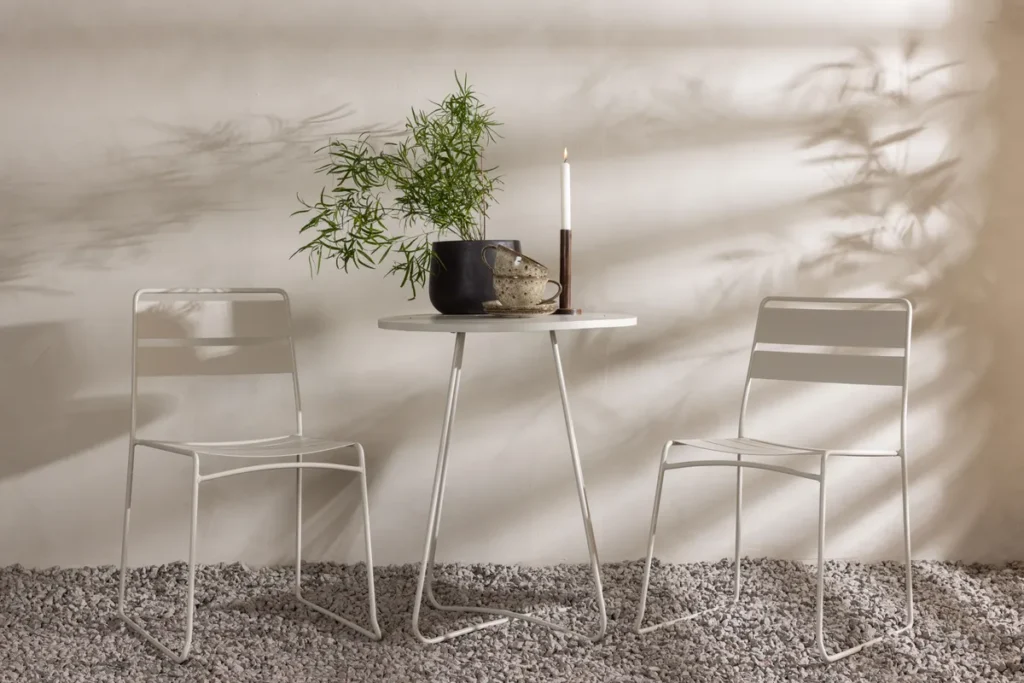 Lina & Bacong Matstolar Beige + Cafebord Ø60 Beige