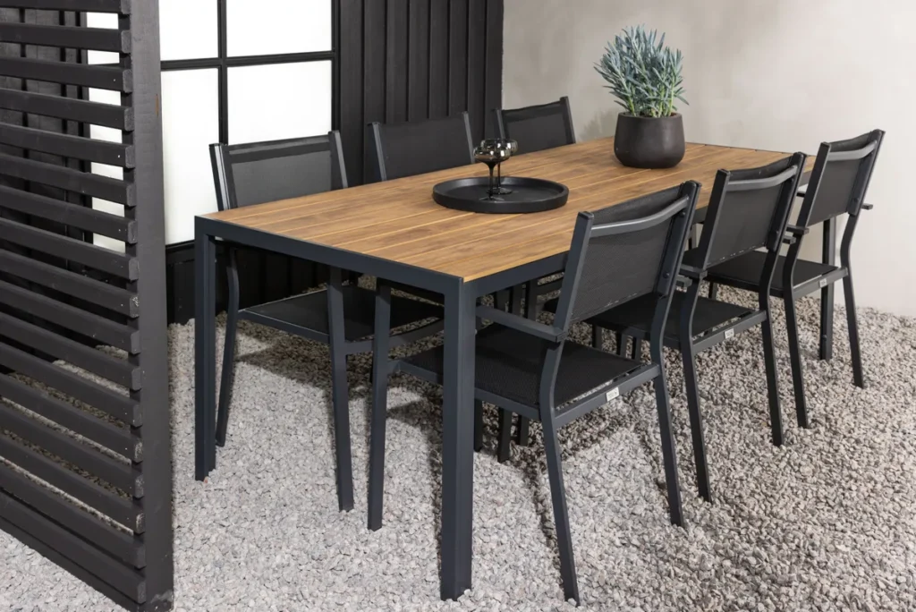 Copacabana & Break Matstolar Svart + Rektangulära Matbord 205x90x74 Natur