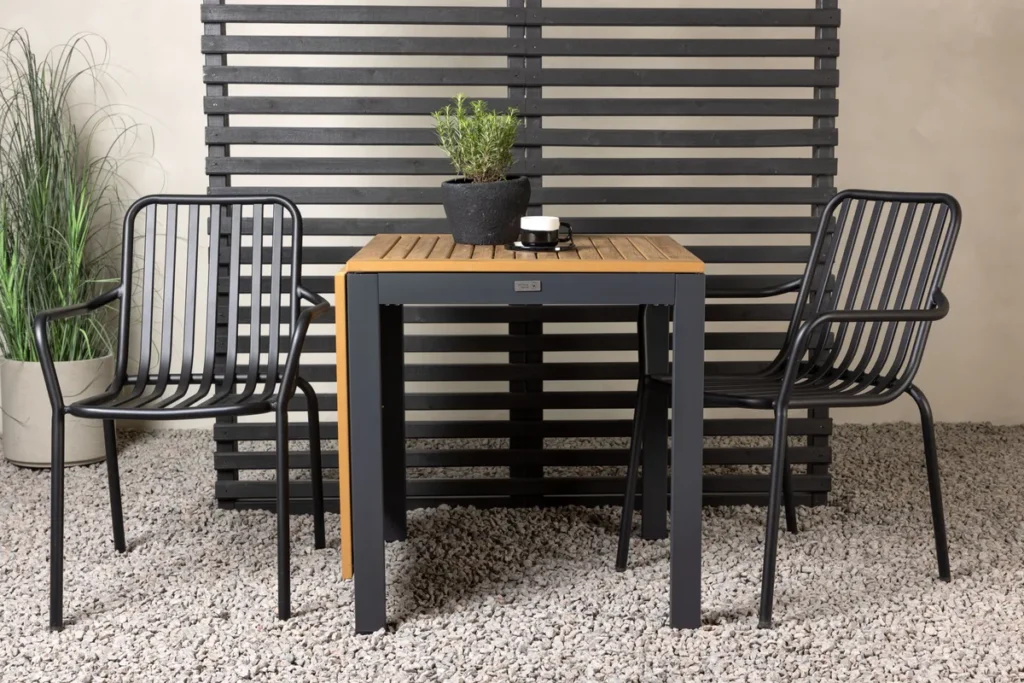 Diego & Peking Cafebord 75 x 70 x 70 Svart + Matstolar Svart