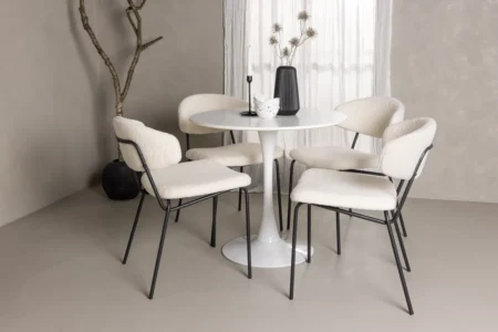 Chico & Hamden Matstolar White + Runda Matbord ⌀80 White