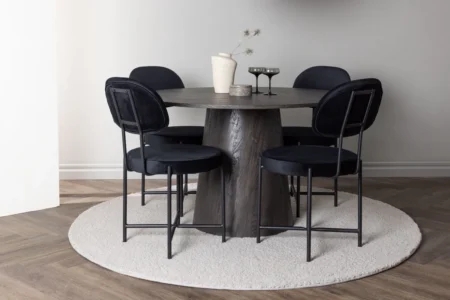 Stella & Lanzo Matstolar Black + Runda Matbord ⌀120 Mocca