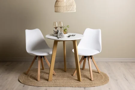 Zeno & Leonora Matstolar White + Runda Matbord ⌀65 White