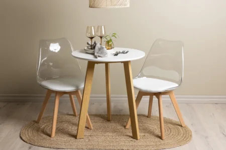 Edvin & Leonora Matstolar Nature + Runda Matbord ⌀65 White