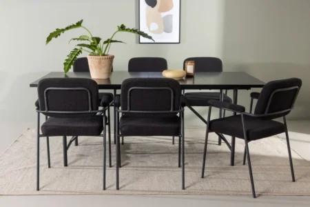 Astrid & Yesterday Rektangulära Matbord 200 x 90 Black + Matstolar Black