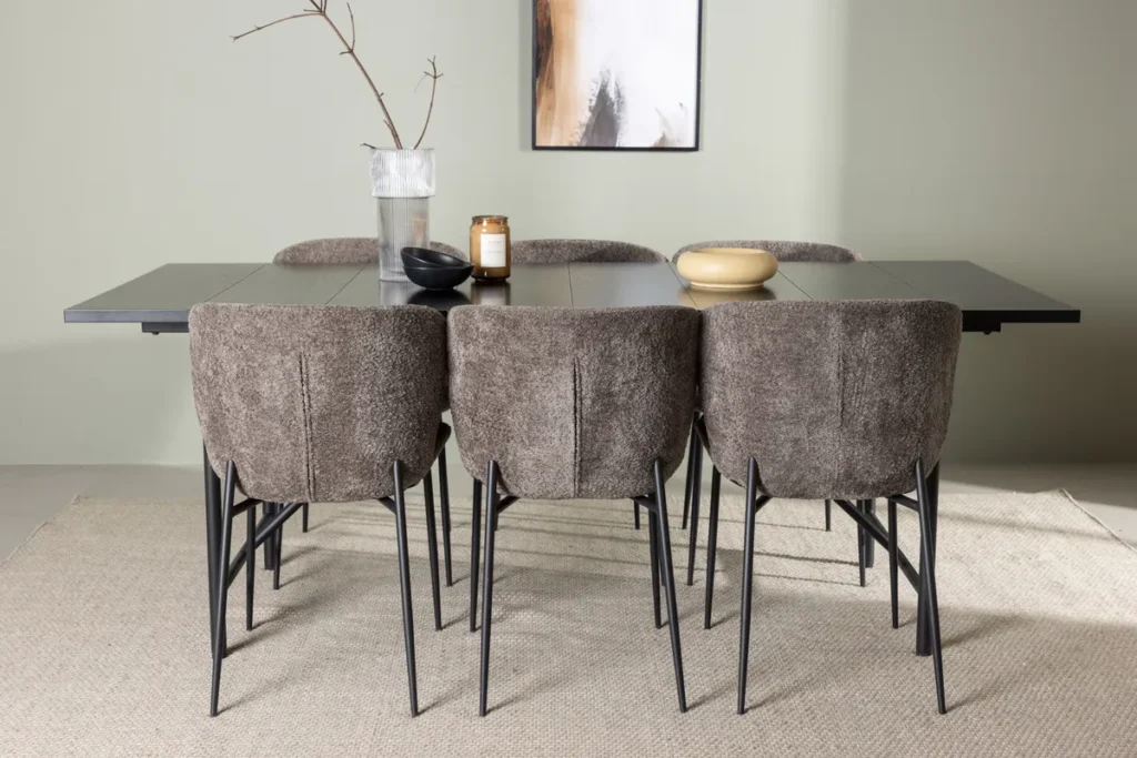 Modesto & Astrid Matstolar Brown + Rektangulära Matbord 200 x 90 Black