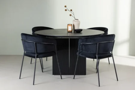 Selma & Matilda Matstolar Black + Runda Matbord ⌀130 Black