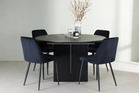 Night & Matilda Matstolar Black + Runda Matbord ⌀130 Black