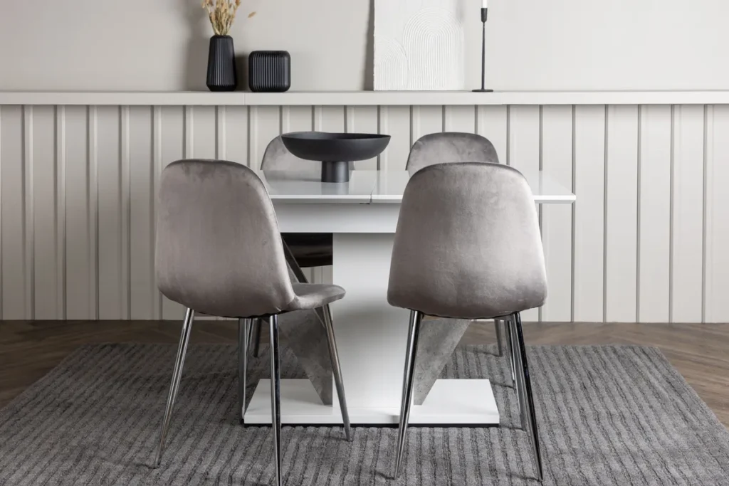 Disa & Eva Rektangulära Matbord 120 x 80 White + Matstolar Light Grey