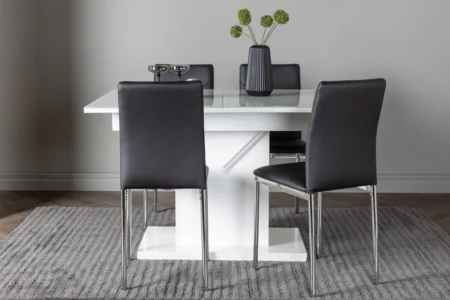 Pluto & Lily Rektangulära Matbord 120 x 90 White + Matstolar Black