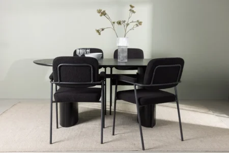 Yesterday & Isolde Matstolar Black + Ovala Matbord 180 x 90 Black