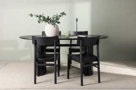 Montros & Isolde Matstolar Black + Ovala Matbord 180 x 90 Black