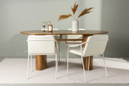 Tvist & Isolde Matstolar Beige + Ovala Matbord 90 x 180 Natur